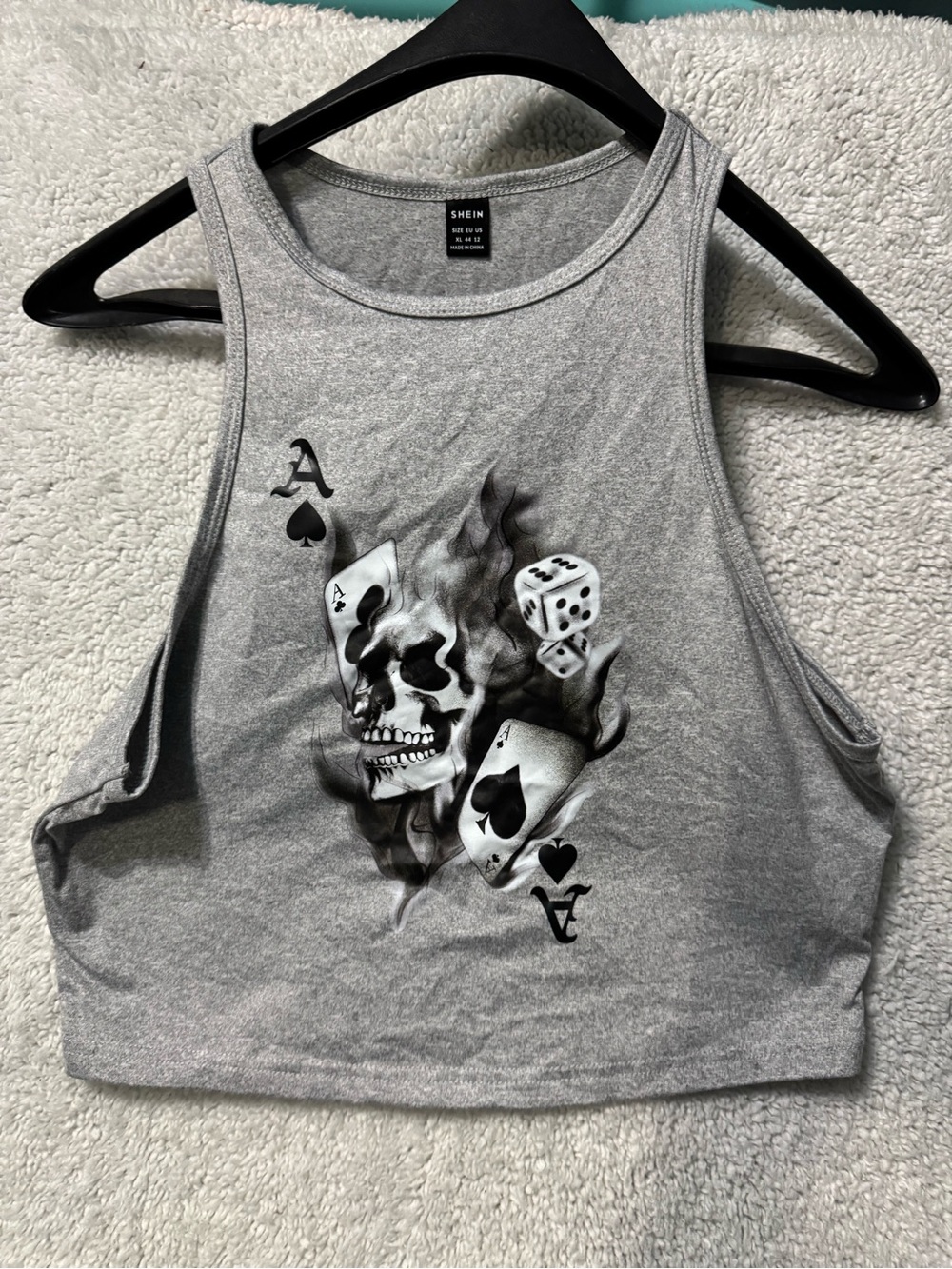 SHEIN Gray Skull & Cards Cropped Tank